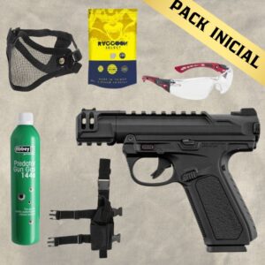 PACK INICIAL PISTOLA ACTION ARMY AAP-01 SHINOBI CORTA GBB NEGRA